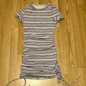 Small purple,neon green, white, black, live to be spoiled body on dress